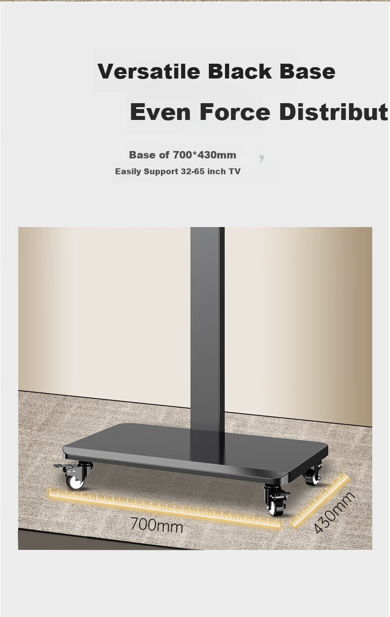 Beishi 32-65 Inch TV Floor Stand, Mobile TV Bracket for Horizontal And Vertical Screens, Universal LCD Display Stand, Video Conference Live Streaming Screen Mirroring TV Mount with Power Outlet 4