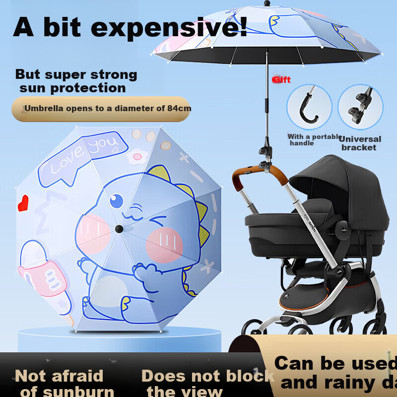 BAHAINIAO Stroller Sun Umbrella, Universal for Baby Carriages And Pushchairs, Baby Walking Aid, Sun Protection And Rain Umbrella