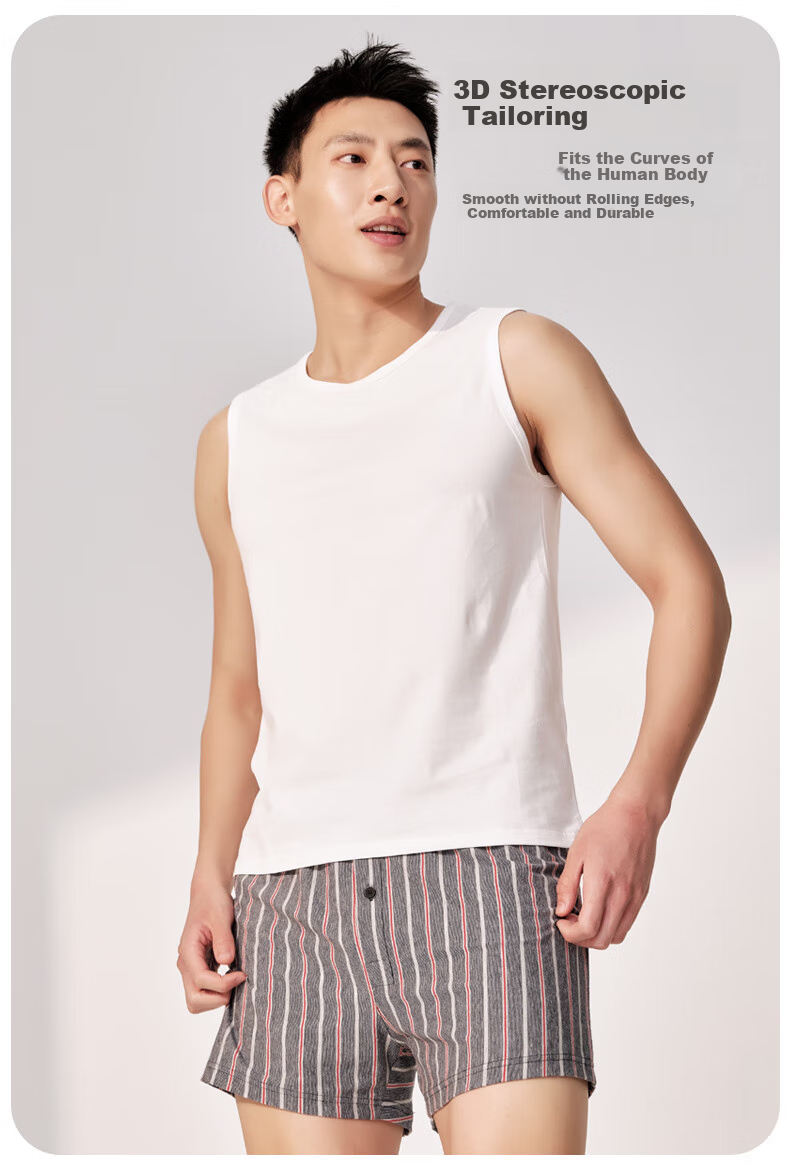 Yiershuang Premium Summer Men's Round Neck Wide Shoulder Tank Top, 40 Count Xinjiang Cotton, Wearable Undershirt Vest 7