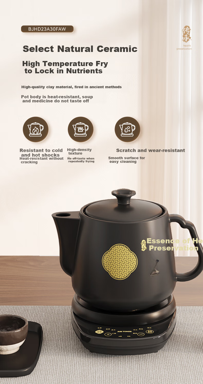 TONZE Herbal Medicine Pot, 4L Detachable Large Capacity Decoction Pot, Automatic Ceramic Health Pot for Home Use, Intelligent Medicinal Soup Cooker BJHD23A40FAW 10