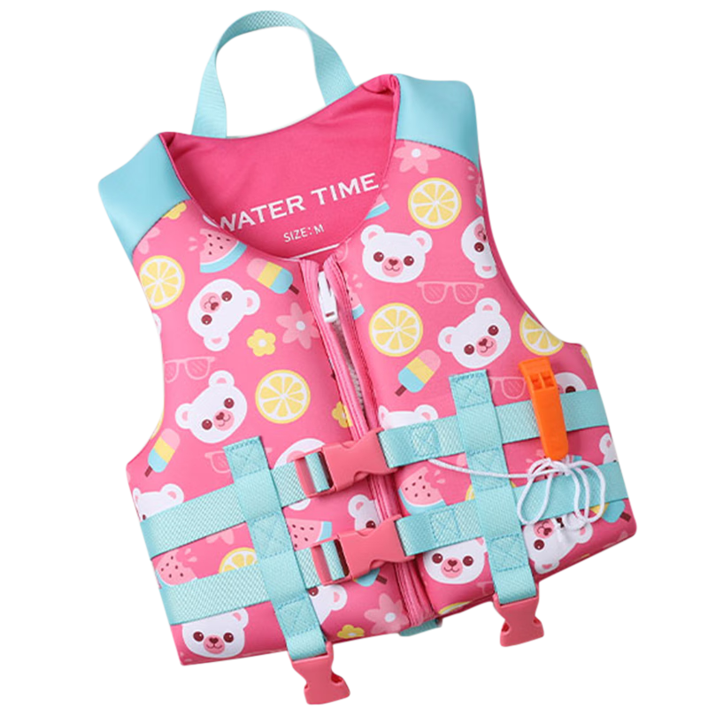 WATERTIME Kids Life Jacket Buoyancy Swim Vest Baby Life Jacket Inflatable-Free Swimming Gear Colorful Bear L