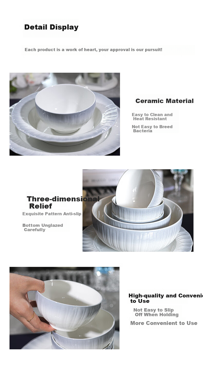 Huaqingge Large Household Soup Bowl with Underglaze Colorful Embossed Design, Rhine Gradient Pattern, 8-Inch Heat-Resistant Insulated Microwave And Dishwasher Safe 8