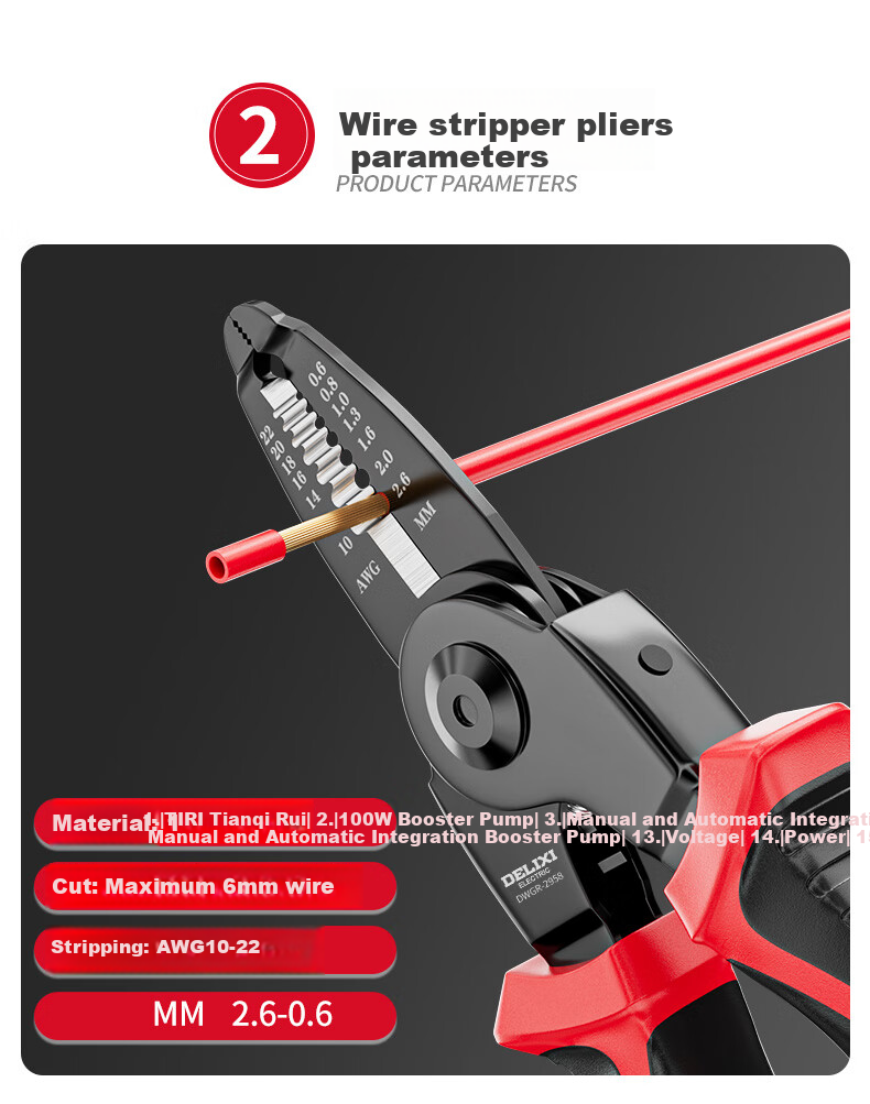 DELIXI Multi-Functional Pliers Set: Wire Cutters, Cable Strippers, Electrician's Pliers, Line Cutters, And Wire Crimpers 5