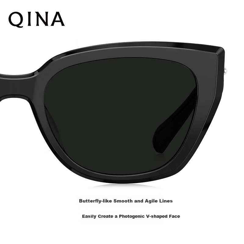 QINA [Brand Recommendation] Butterfly-Shaped Large Frame Sunglasses for Women, Gift for Girls, QN3016A20