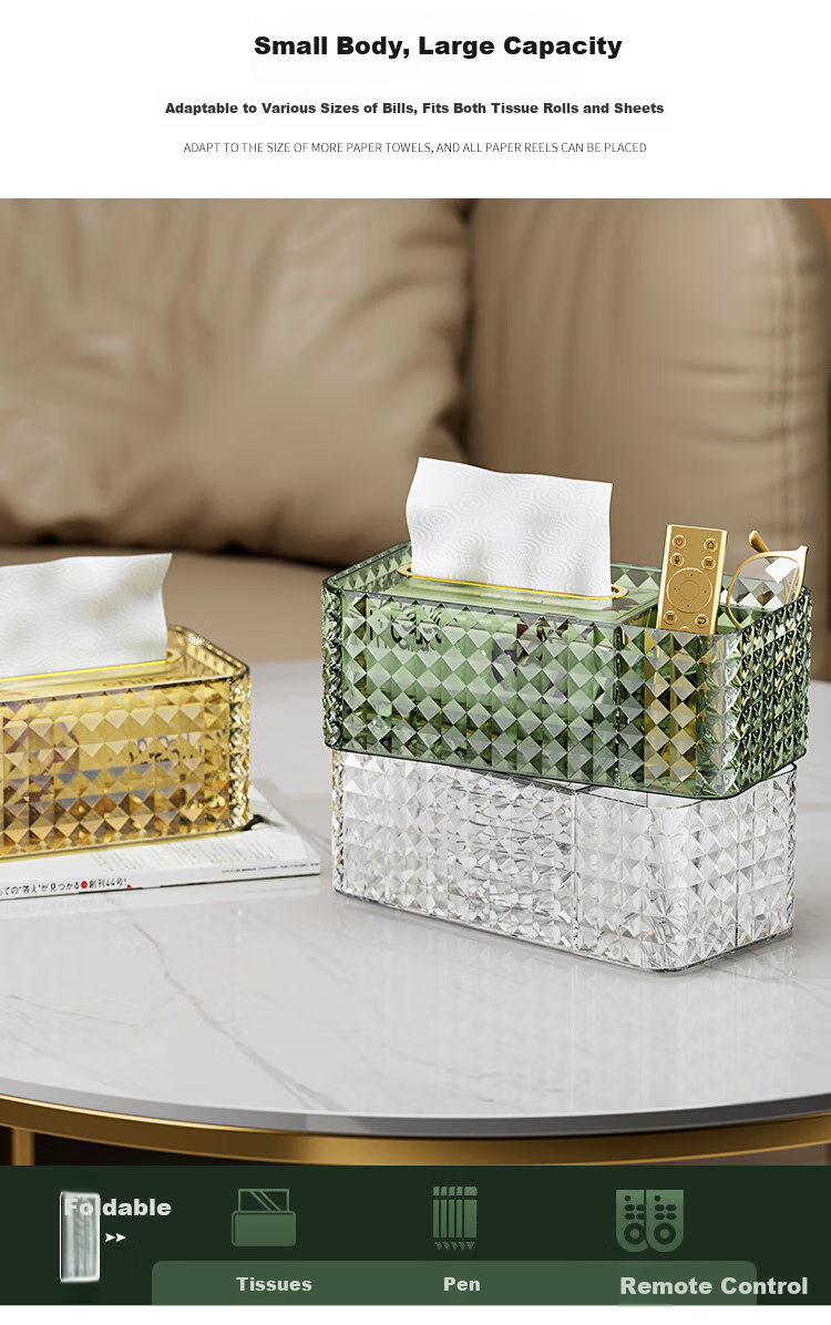 Daisy Leaf Desktop Storage Box, Tissue Box, Light Luxury Living Room Coffee Table Tissue Holder, Home Remote Control Storage Box 5