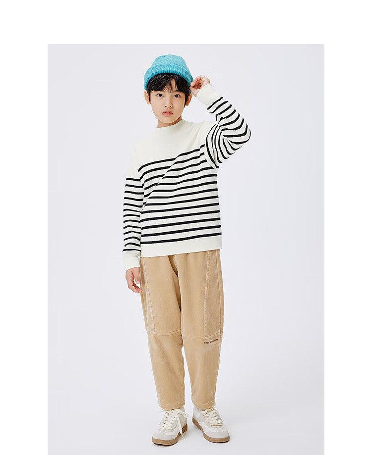 Balabala Kids Striped Knit Sweater Boys Girls Autumn Winter Fashionable Pullover Top 4