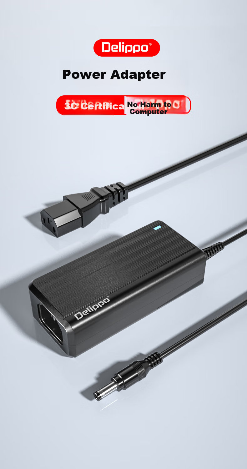 Delippo Power Adapter, 12V5A60W, Universal Three-Prong Plug, 12V 4A 4.5A 3.8A, Small Computer Mini Host Monitoring LED LCD Display Charger Cable 1