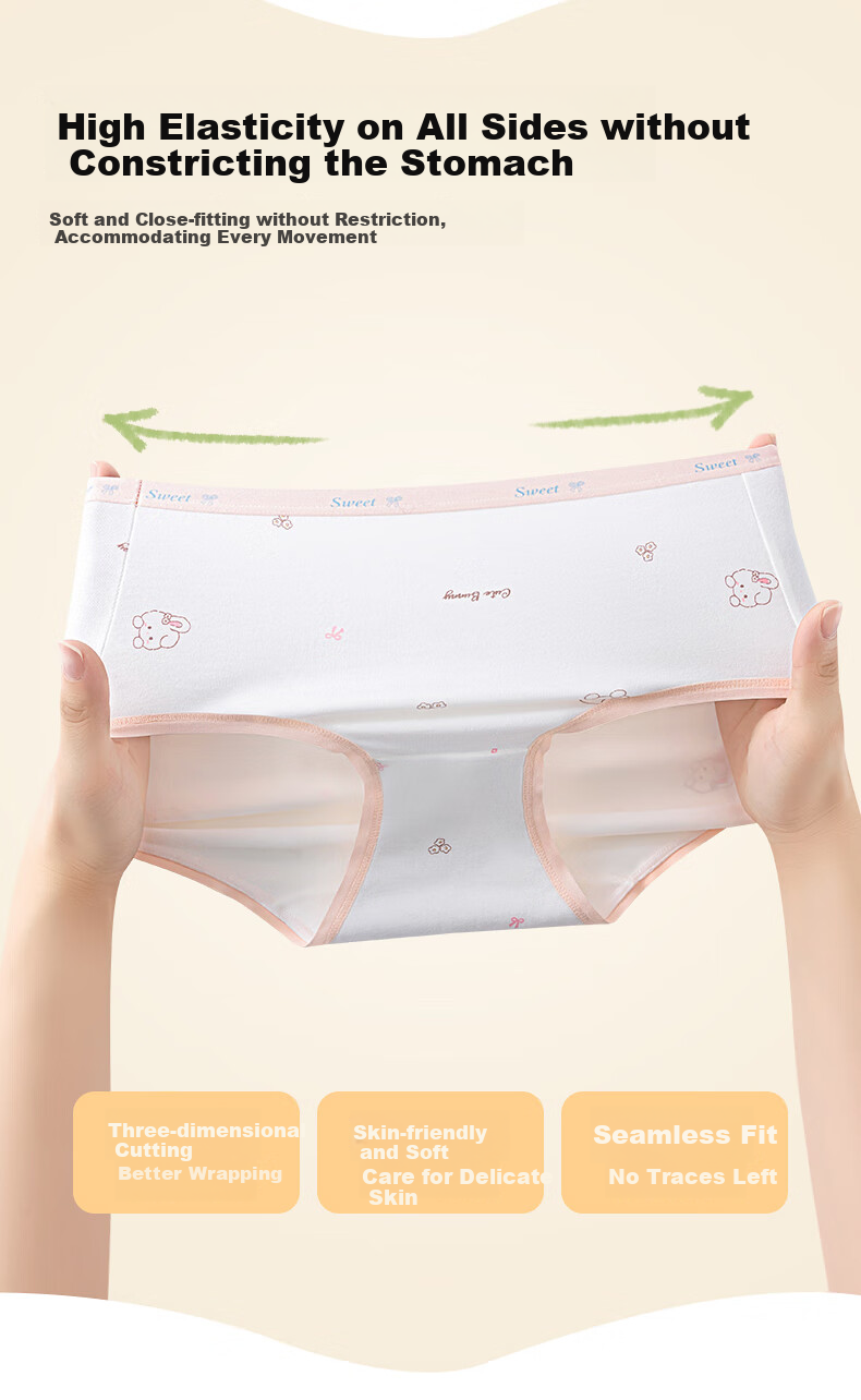 Yalu Children's Underwear, Girls' Cotton Panties, Little Girls' Triangle Briefs, Baby Girls' Class A Antibacterial Shorts, No Wedgie, 4 Pieces 8