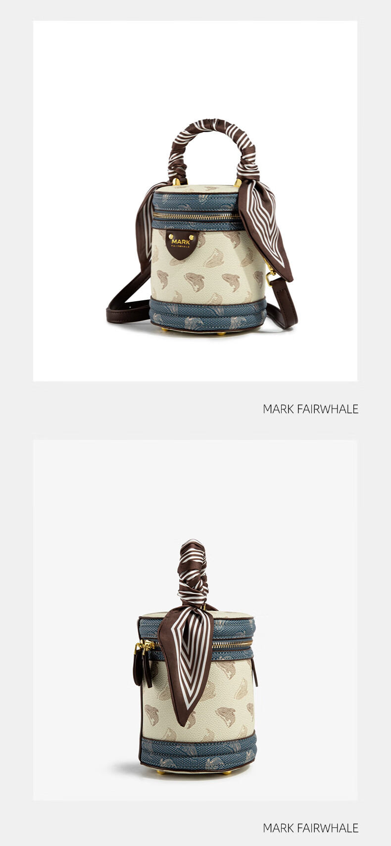Mark Fairwhale Vintage Luxury Fashion Bucket Bag Versatile Round Tote Handbag Shoulder Bag for Women New Year Goddess Day Gift 6