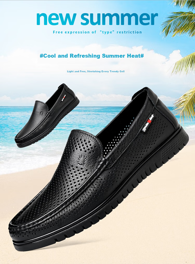 SPIDER KING Business Casual Shoes, Simple Slip-On Men's Shoes, Lightweight Comfortable Loafers, Men's Leather Shoes, 36205, Black, Size 44 1