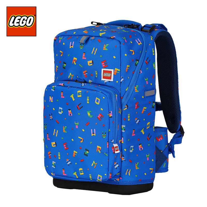 LEGO Elementary School Backpack for Grades 1-3, Children's Double Backpack, Effective Load Reduction, 3D Letters, Blue 20238