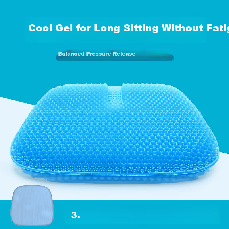 GREAT LIFE Car Gel Seat Cushion, All-Season Breathable, Office Long-Sitting Hip Protection Chair Pad, Lumbar Support Pressure Relief Seat Cushion And Butt Pad