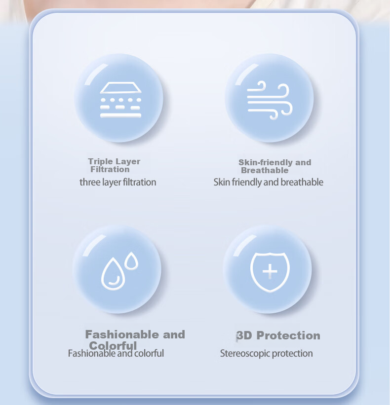 Zhierkang Disposable Adult Face Masks, Three-Layer High-Quality, Summer Lightweight Breathable Dust-Proof Sun Protection Individually Wrapped, Smoky Gray 100 Pieces 4