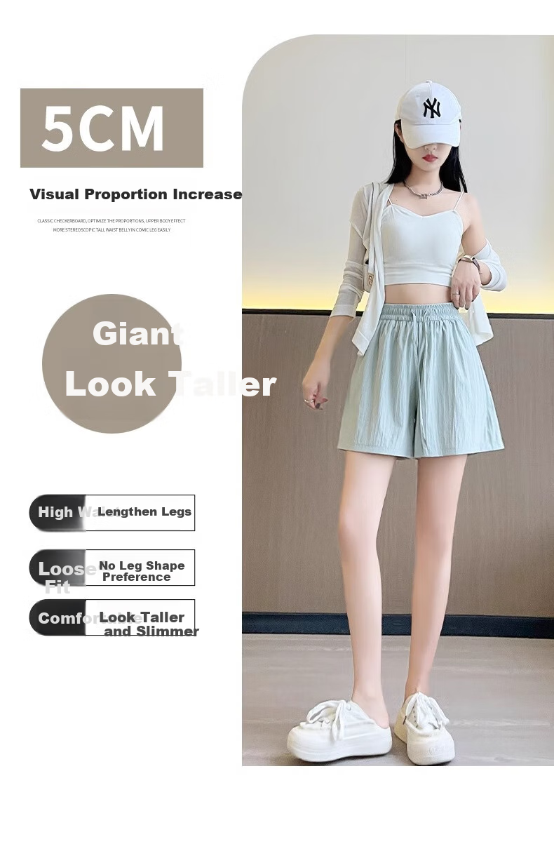 LangSha Women's Shorts, Summer Ice Silk Thin Style, 2025 New High-Waist Loose Casual Sports Quick-Dry Pants, Suitable for Outdoor Wear 3