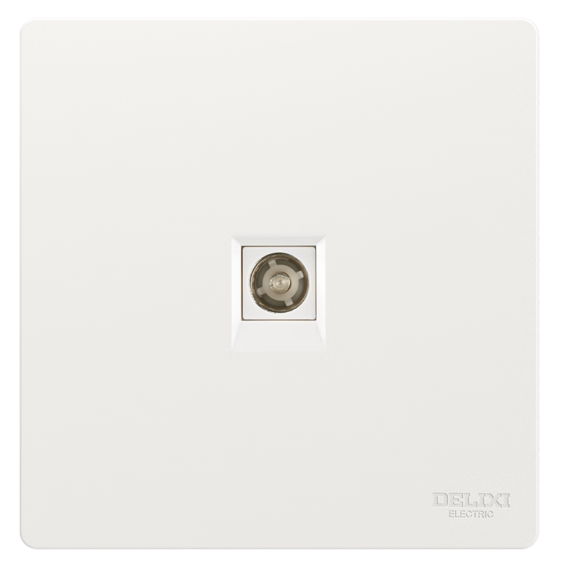 DELIXI Switch Socket CD806 Matte Frosted Cream Style Large Panel TV Socket Han Jade White