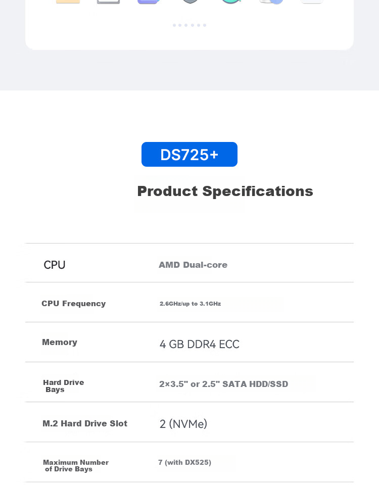 Synology DS725+ Dual-Core 2-Bay NAS Network Storage Server Team Private Cloud File Storage Sharing Data Management File Backup 13