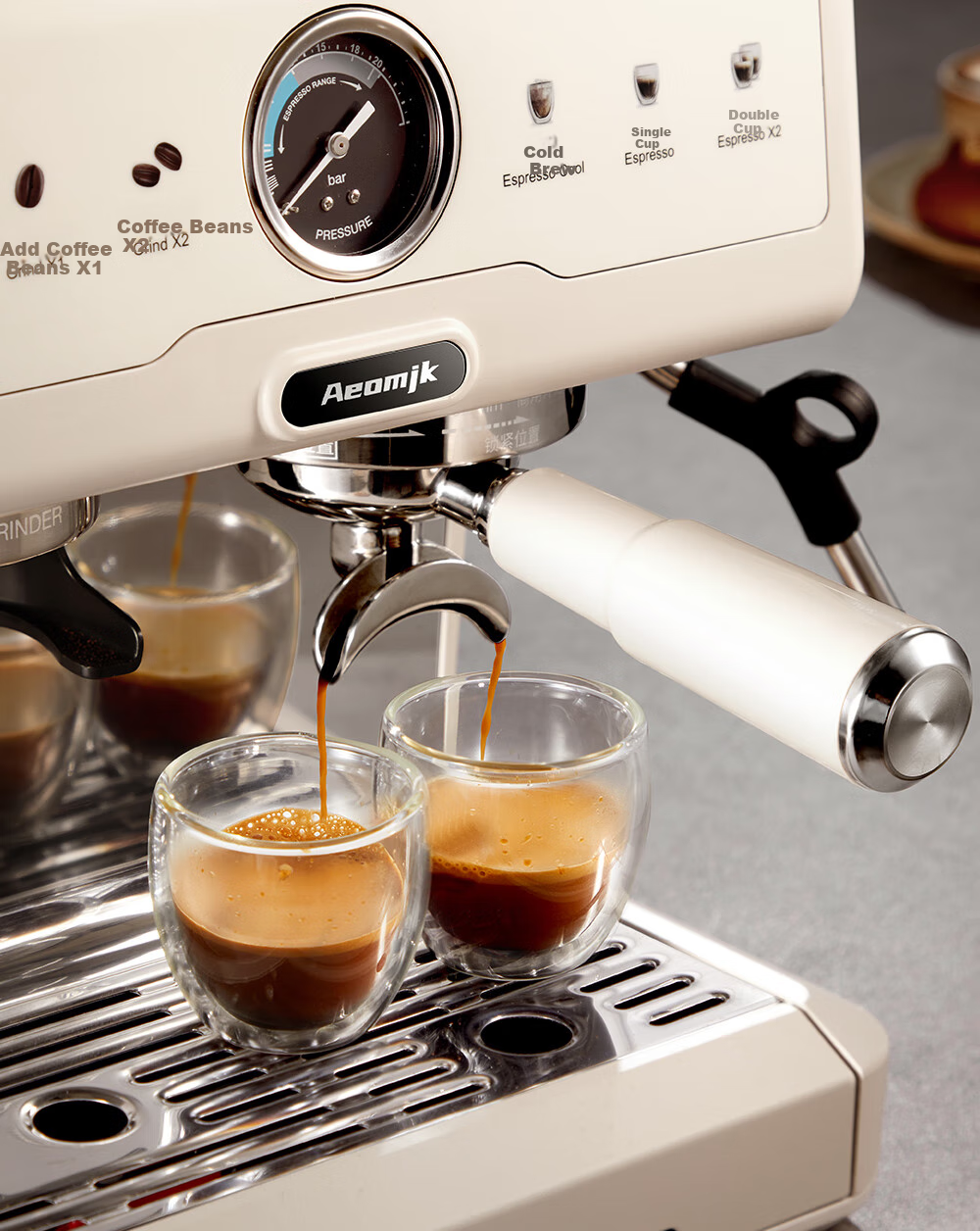 AEOMJK Aimo Ke Coffee Machine, Semi-Automatic Italian-Style Grinding All-In Americano for Home And Office Use, Dual Pump Dual Boiler Automatic Milk Frother CM5710, Holiday Gift 17