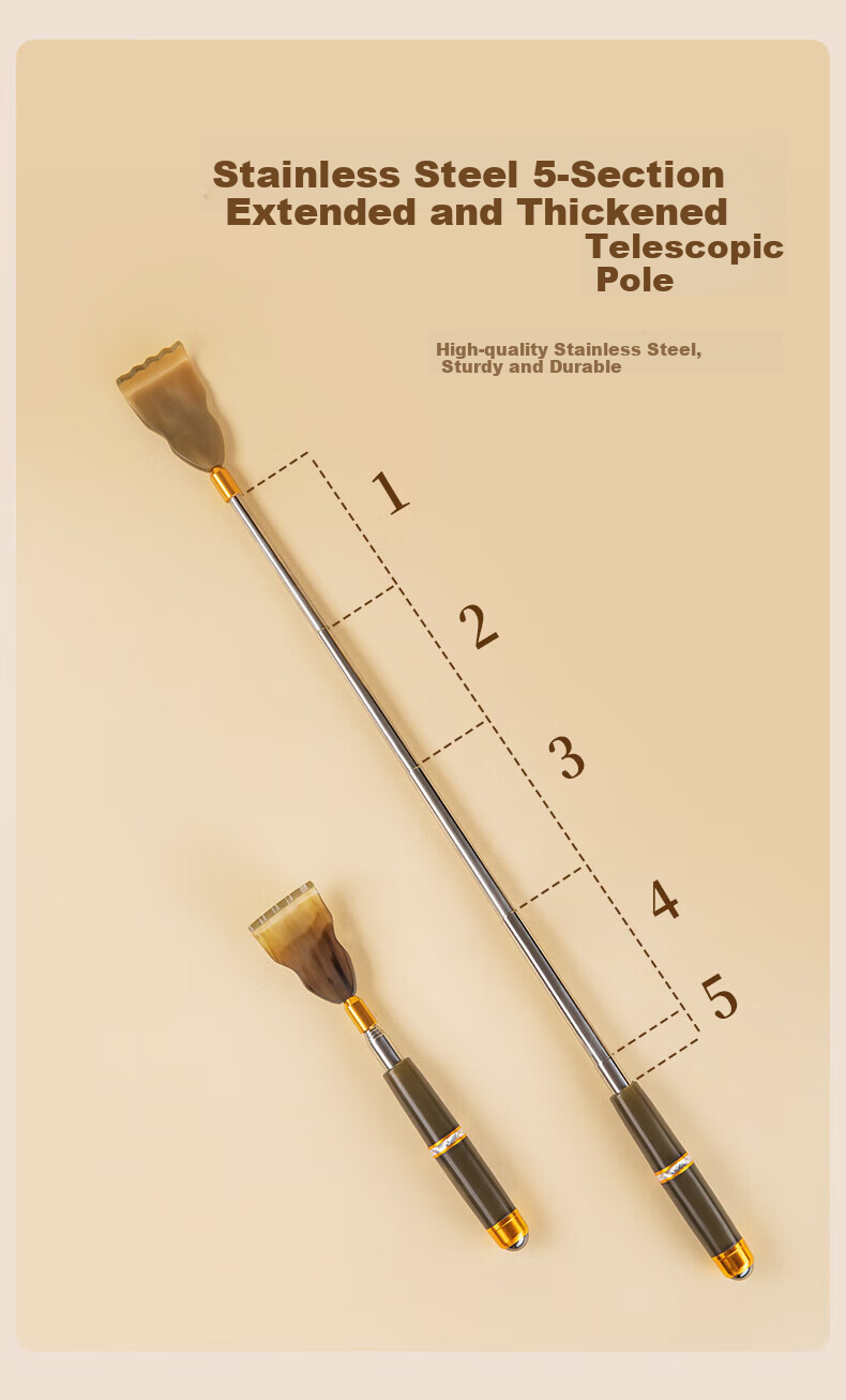 Fanyejia Natural Ox Horn Back Scratcher, Extendable Self-Massage Tool, Back Scratcher Gift Box, Mid-Autumn Festival Gift 5
