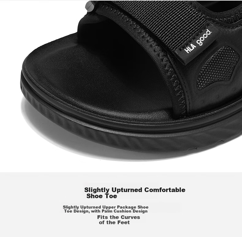 HLA Men's Versatile Comfortable Outdoor Beach Shoes, Breathable Lightweight Casual Sandals, T083 Black Size 41 12