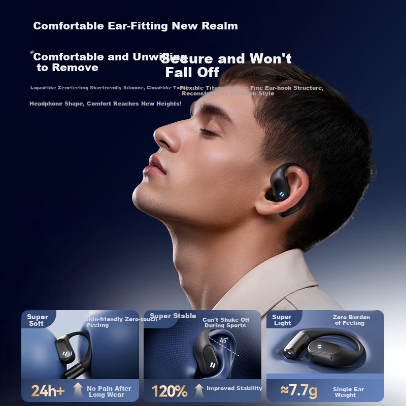 Havit Bluetooth Headphones, Over-Ear Open Design, Not In-Ear, Bluetooth 5.3 Wireless Sports Music Gaming Earphones, Compatible with Apple Huawei Xiaomi OPPO Phones, OPEN Air Black