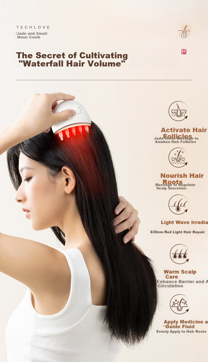 Keaiyuansu Small Moon Comb Gift Box Edition, Red Light Stimulating Comb for Hot Compress Head And Scalp Massage Meridian Comb, Hair Health Comb with Five-Finger Wide Teeth, Mid-Autumn Festival Gift for Parents Or Girlfriend, Practical Present 2