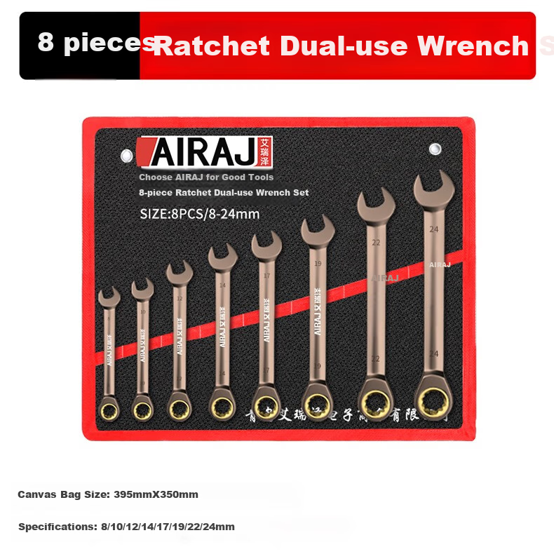 Airuize Wrench Set, Open-End And Box-End Quick Dual-Use Ratchet Wrench, Small Double-Ended Head for Auto Repair, 14-Piece Set 8-24 9