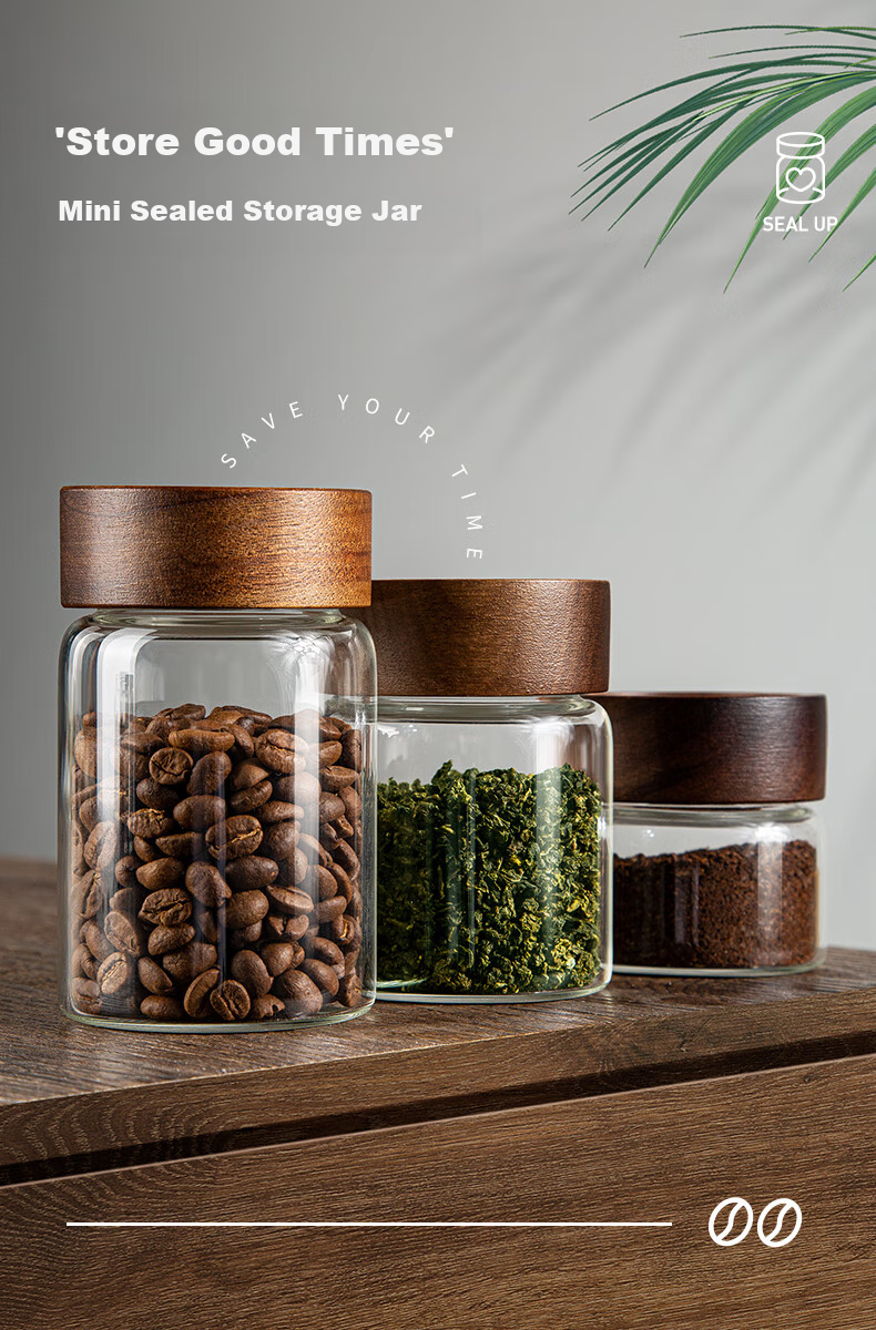 Newair Glass Coffee Grounds Airtight Container, Coffee Bean Storage Jar, Mini Portable Food-Grade Tea Storage Container 12