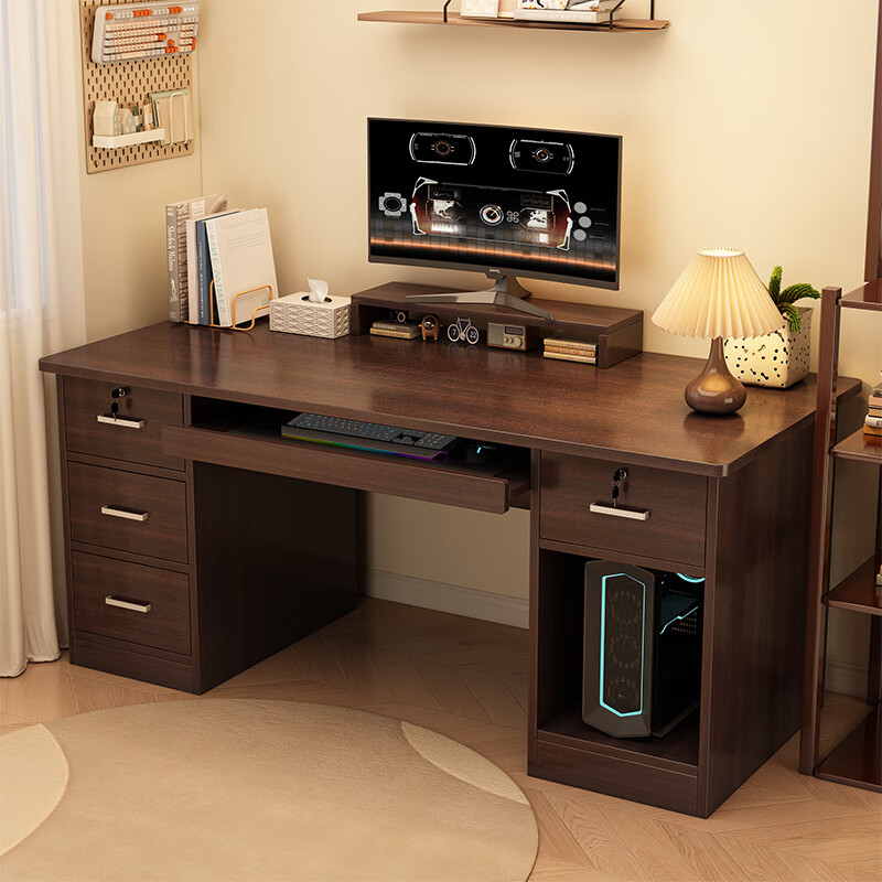 Xinyouliangjia Computer Desk, Desktop Office Desk for Home Use, Writing And Study Desk, Adult Office Desk A095, 140cm with Four Drawers And Keyboard Tray