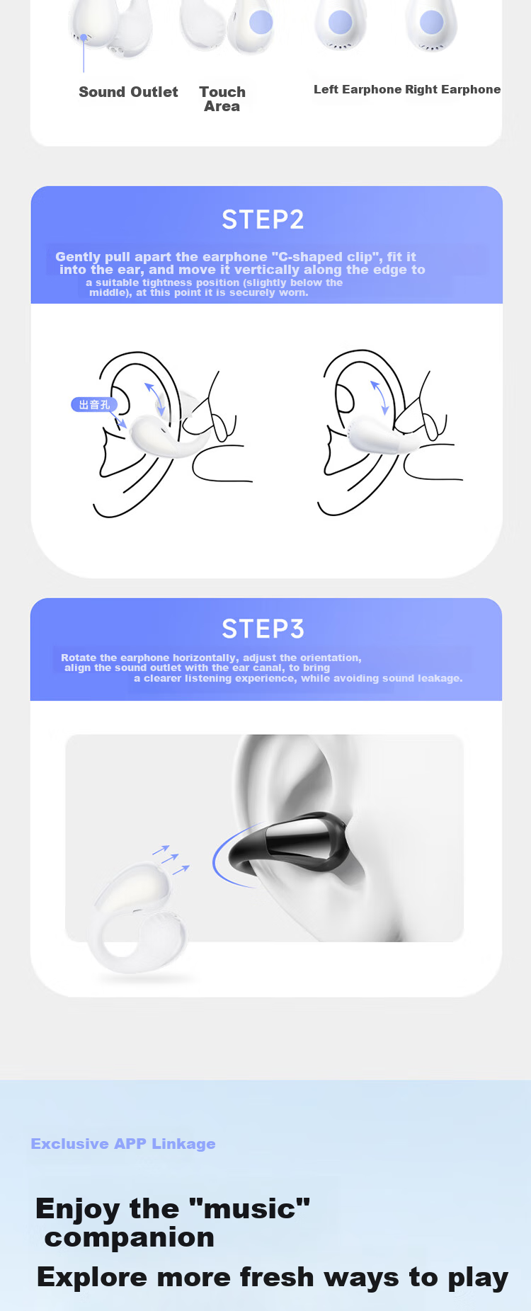 SoundPEATS Peat CC Pro Wireless Ear Clip Bluetooth Headphones, Open-Style Quick Charging, Dual Magnetic Custom Large Dynamic Driver, Cloud Comfortable Wear, Sports Bluetooth Headphones Gift, Beige 13