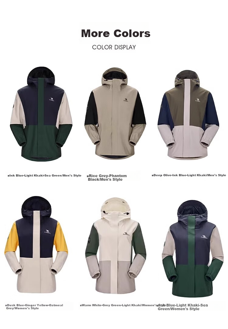 CAMEL Panda Three-Proof Windbreaker Jacket for Men And Women, Single Layer Spring And Autumn Coat, New Waterproof And Windproof Outdoor Hiking And Trekking Wear 16