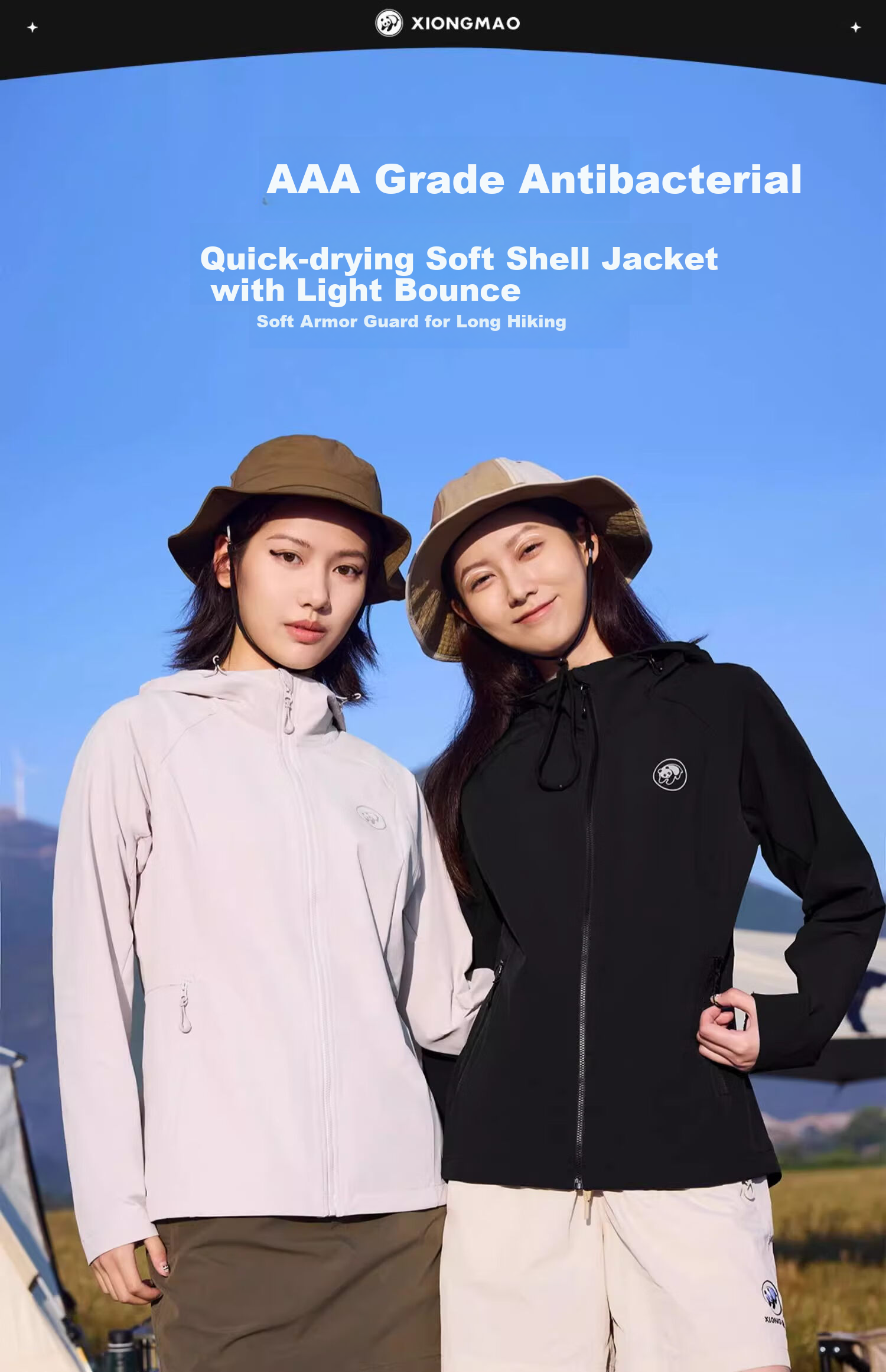 CAMEL Women's Outdoor Soft Shell Jacket with Hood, Breathable Quick-Dry Mountaineering Coat Hiking Outerwear A25BAVV148 Phantom Black S 1