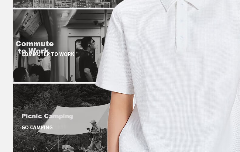 MINISO Waffle Polo Shirt Men Summer Comfortable Breathable Loose Fit Versatile Premium Short Sleeve T-Shirt Black M 13