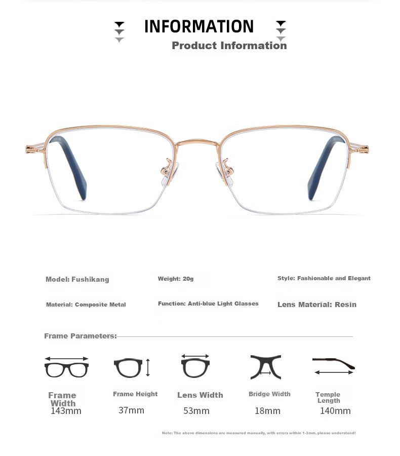 Fushikang Reading Glasses for Men, High Definition Anti-Blue Light Business Fashion Imported High-End Presbyopic Glasses LG007 +350 13