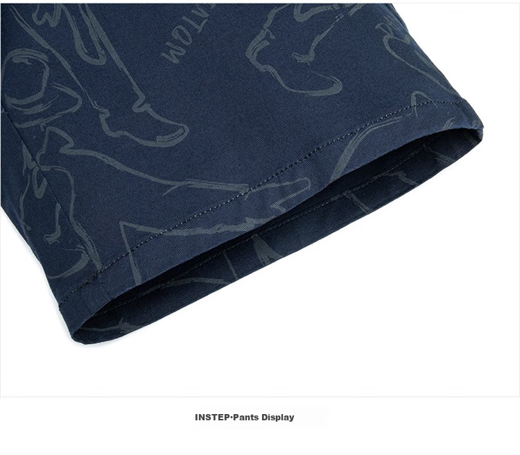 DANCING WOLVES [Cotton Spandex & All-Over Adult Label] Summer Breathable Skin-Friendly Flat Waist Casual Shorts, 102 Dark Blue, Size 31 11