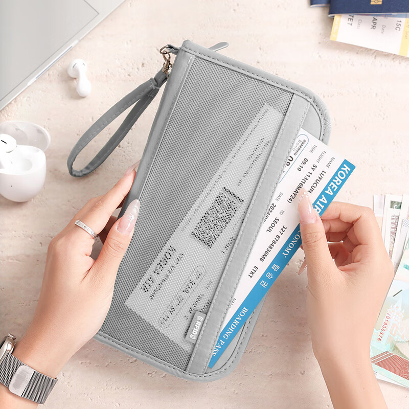 Кошелек для паспорта Bonayun, RFID, защита от кражи, большой вместимости, для карт и документов, серый