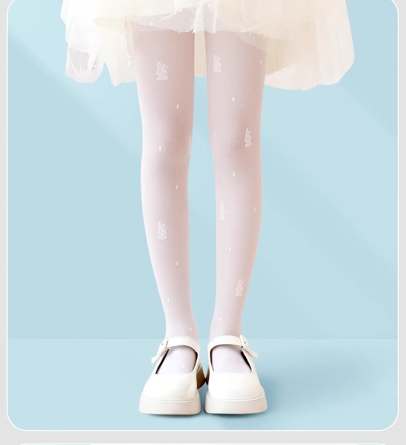 MiiOW Children's Dance Socks, Summer Ultra-Thin Silk Stockings, White Mosquito-Proof Pantyhose, Girls' Baby Leggings, Size L 11