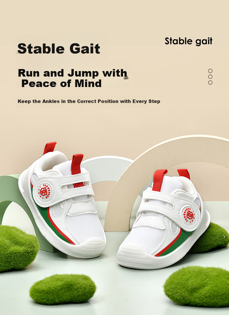 ThomBaker Toddler Walking Shoes, for Boys And Girls Aged 1-2, Spring And Autumn Season, Sports Style Functional Shoes, White And Green Color, Size 15 3