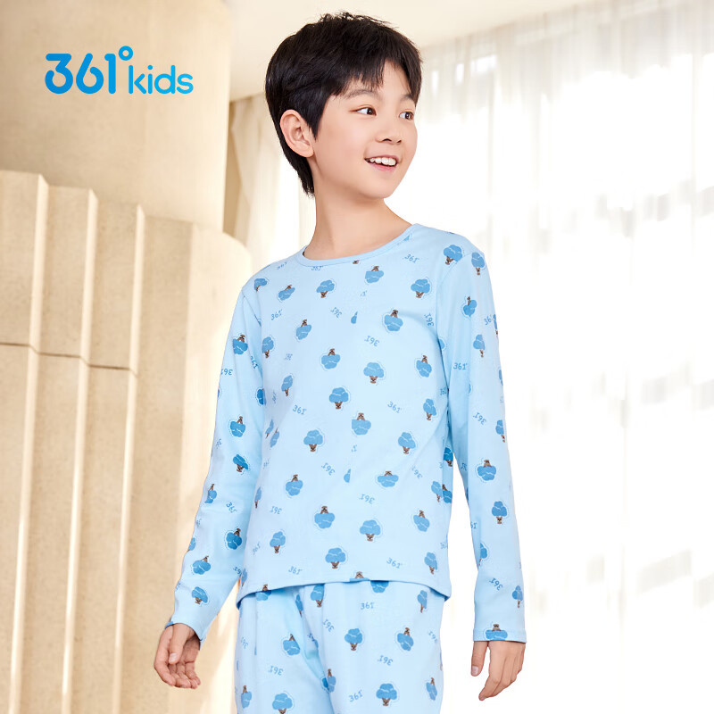 361° Kids Children's Sleepwear Autumn Winter 25 Boys and Girls Skin-friendly Long Sleeve Long Pants Homewear Set Blue 150