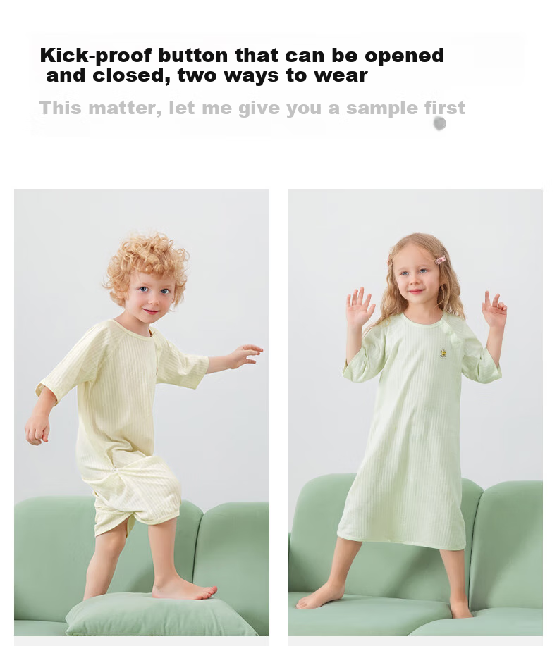 Beitaisi Baby Sleepwear, Summer New Thin Pure Cotton Children's Home Sleep Dress, Three-Quarter Sleeve Baby Robe 12