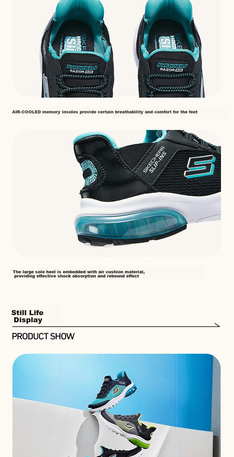 Skechers Kids' Slip-On Sneakers, Fashionable Casual Shoes for Boys, Breathable Sports Shoes for Spring And Autumn, Model 403834L 14