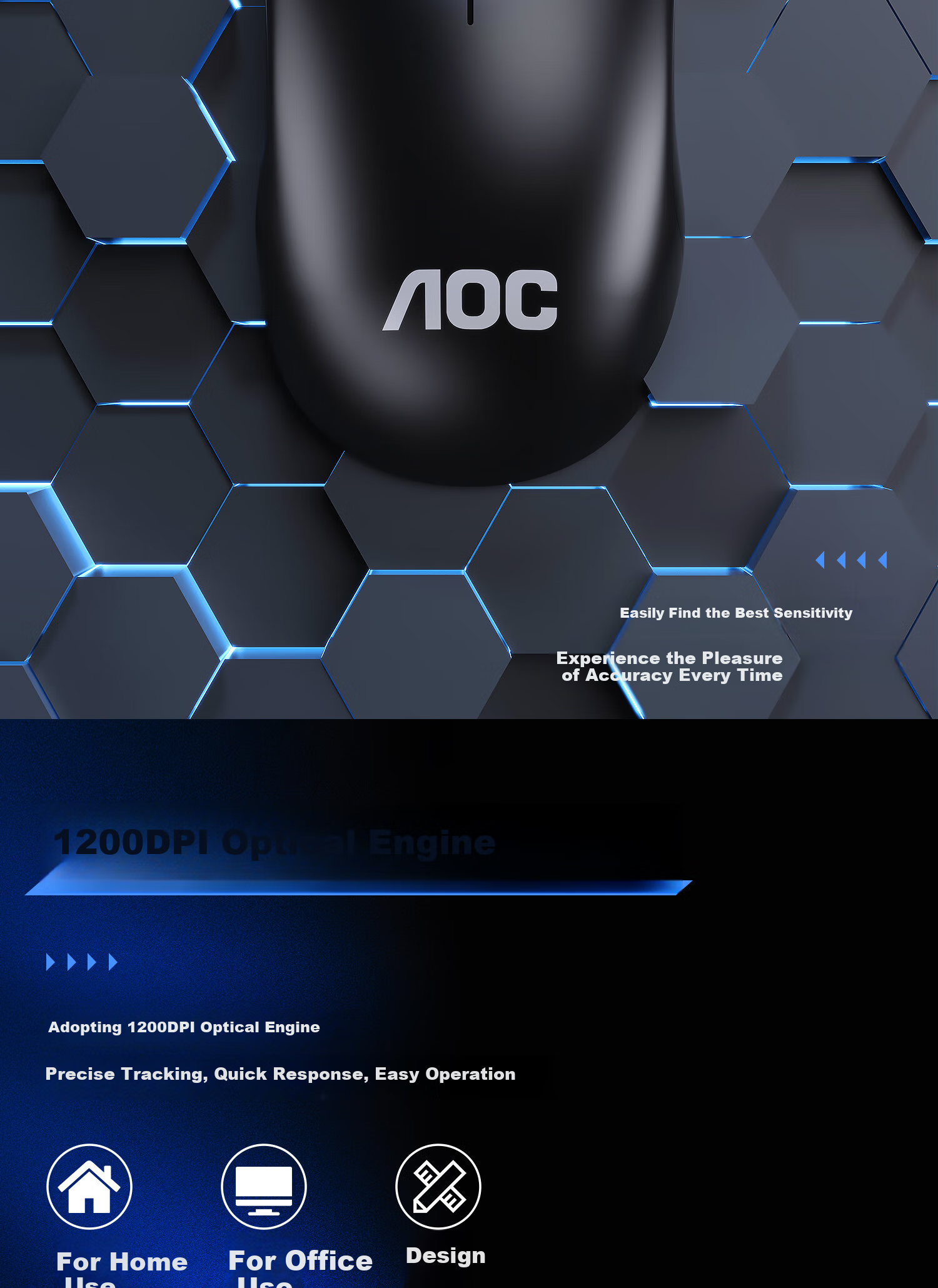 AOC MS116 Wired Mouse, Office Mouse, Computer Mouse, Compatible with Desktop And Laptop Computers via USB Interface 5