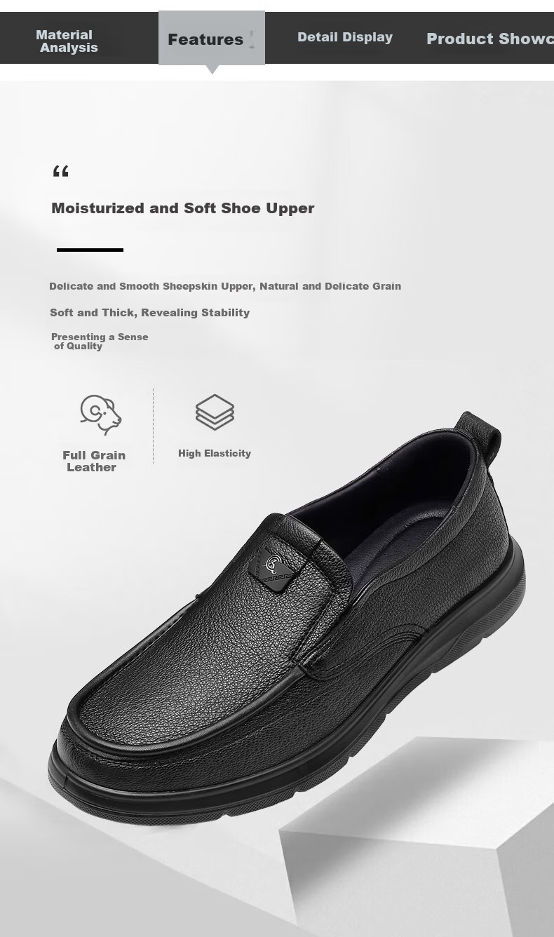 Qiangren Business Commute Leather Shoes for Men, Soft Upper And Sole, Slip-On Casual Shoes, Men's Footwear JDA351340 Black Size 44 2