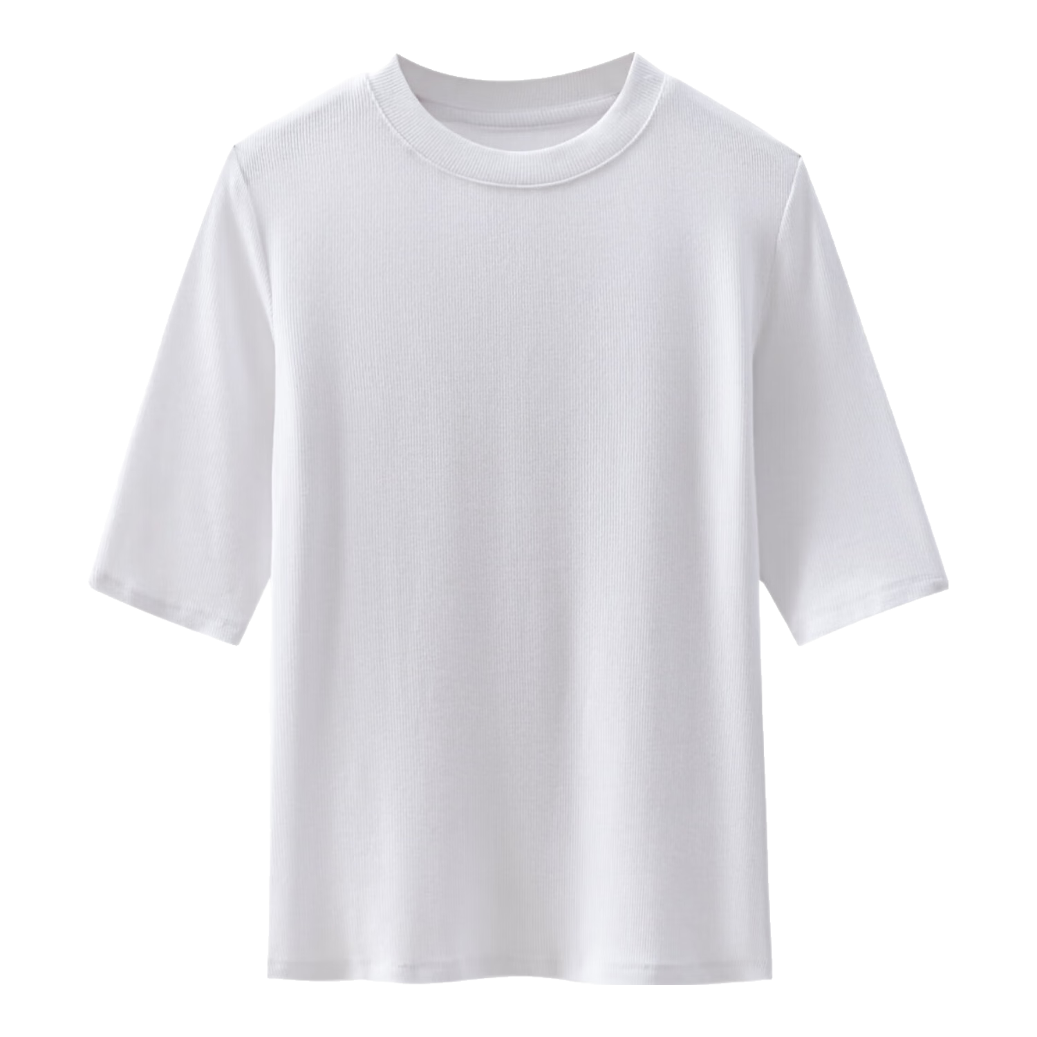 Woodpecker Women's Mid Sleeve T-Shirt Five-Point Sleeve Summer New Slim Knit Half Sleeve Base Shirt Top White 2XL