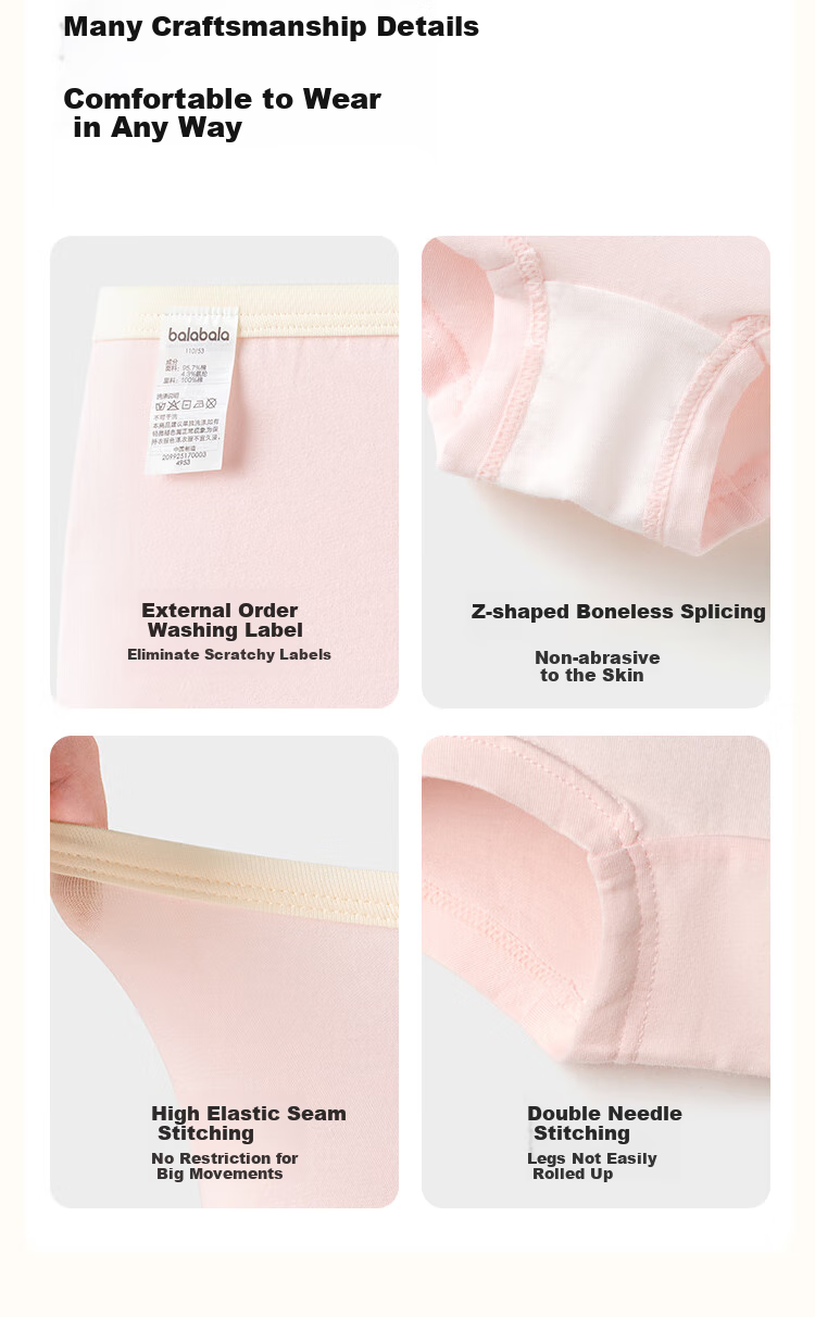 BALABALA Cotton A-Class Children's Boxer Briefs Girls Skin-Friendly 3-Pack [Peppa Pig IP] 208925170001 10