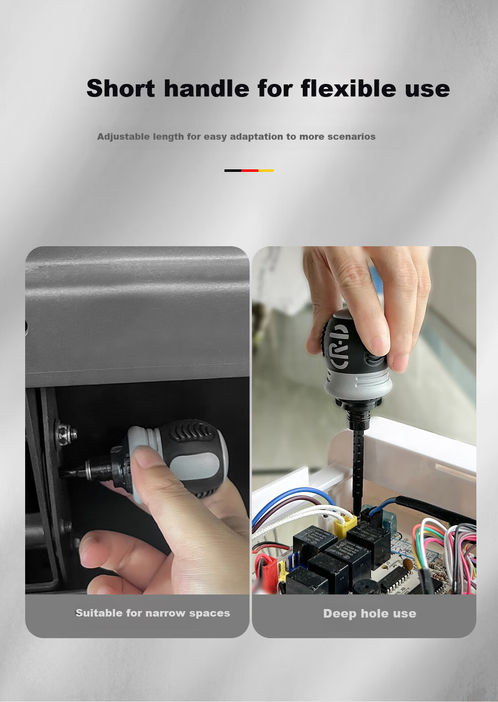 MASTERPROOF Multi-Functional Ratchet Screwdriver Set with Unique Bull Head, Plug-In Socket, And Triangular Head for Power Strips, Two-I 4