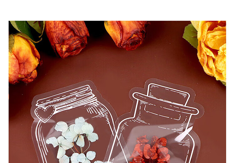 E-Mugu Transparent Dried Flower Bookmarks 20 Sheets Birthday Gift DIY Craft Kit Specimens PVC Laminated Plant Leaves Pressed Petals Glass Wood Frame Tools Hand-Painted 8