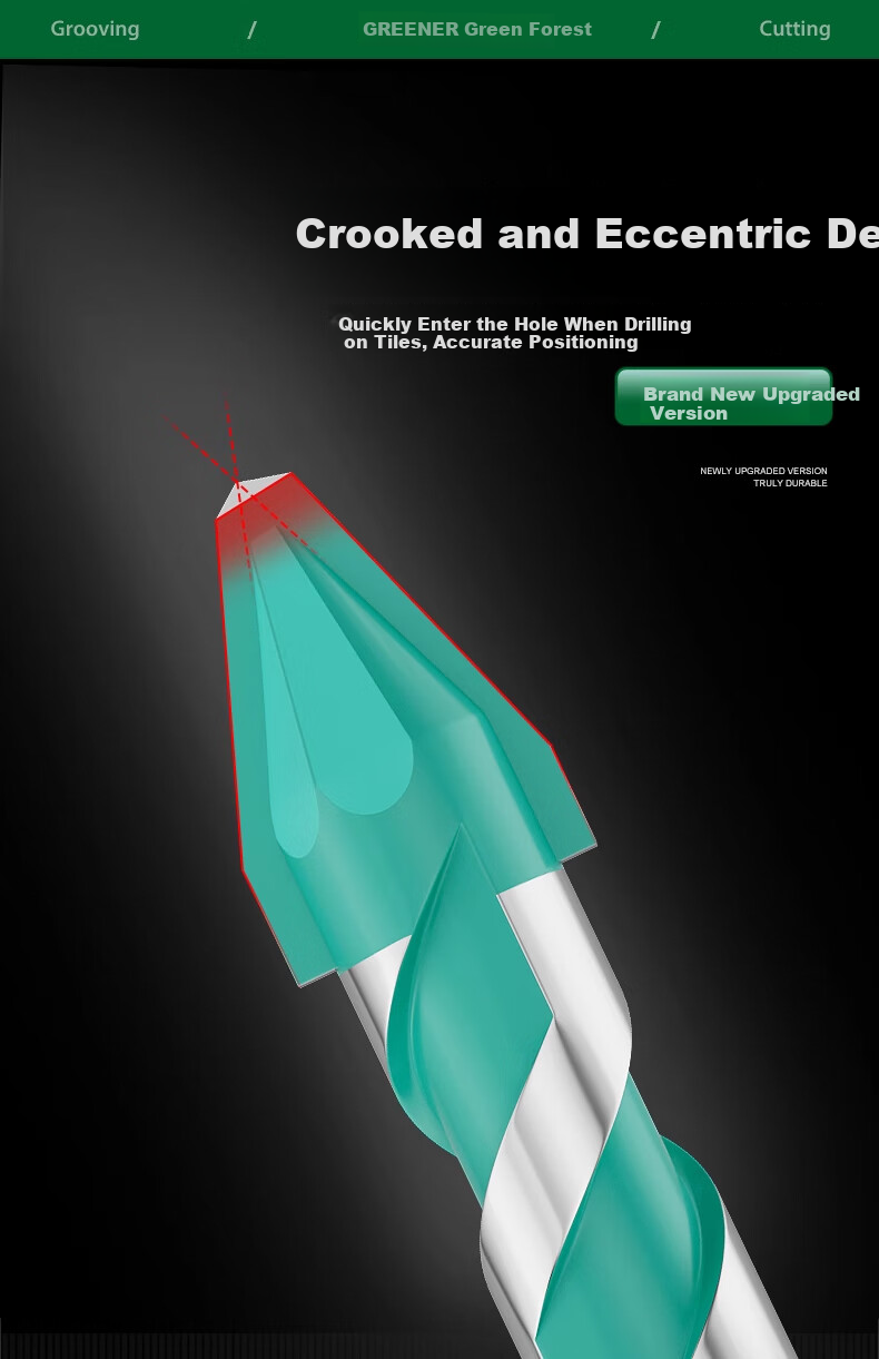 GREENER Eccentric Drill Bit, Angled Bit, Extra-Hard Ceramic Tile Drilling, Concrete Glass Cement Wall, Hand Drill, 6/8/10/12mm 6