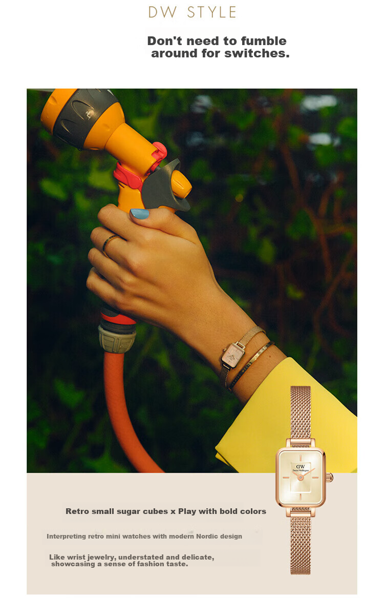 DanielWellington DW Ladies Watch, Vintage Small Sugar Cube Quartz Steel Strap Quartz Wristwatch, Birthday Gift for Girlfriend, DW726 8