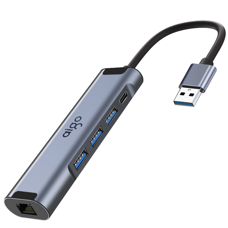 Aigo USB to RJ45 Gigabit Ethernet Adapter, Network Cable Converter, Laptop Docking Station, USB Hub, Expansion Dock R03A (Metal)