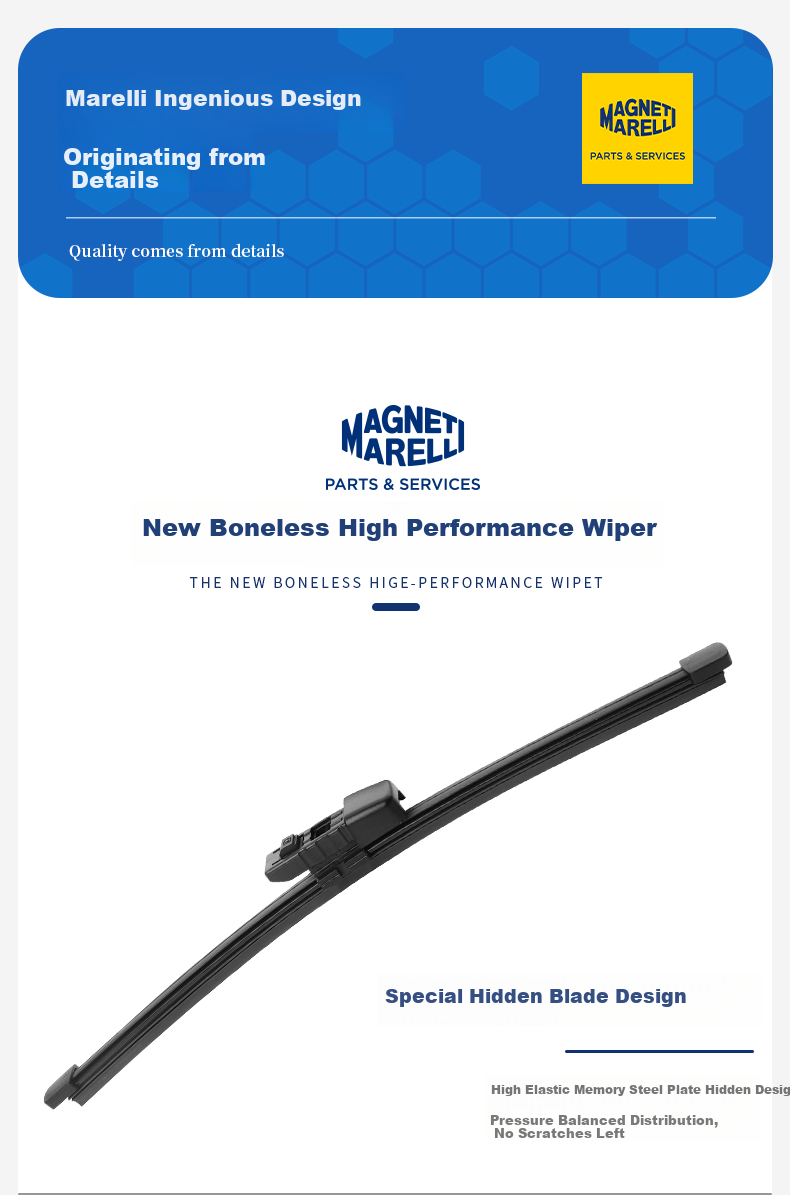 MAGNETI MARELLI Rear Wiper Blade for Volkswagen Tiguan L/New Energy Models 2017-2023, Rear Window Wiper Blade 4
